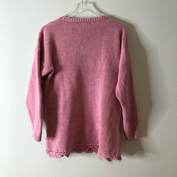 Vintage Pink Intricate Knit Floral Detail Sweater - Picture 5 of 5